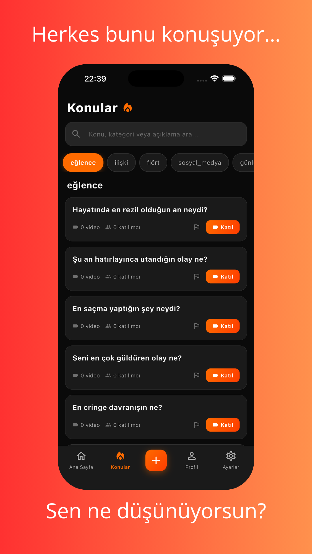 Vayb — Konular akışı